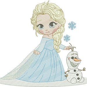 Digital File Elsa from Frozen, for Embroidery Machine, rippled