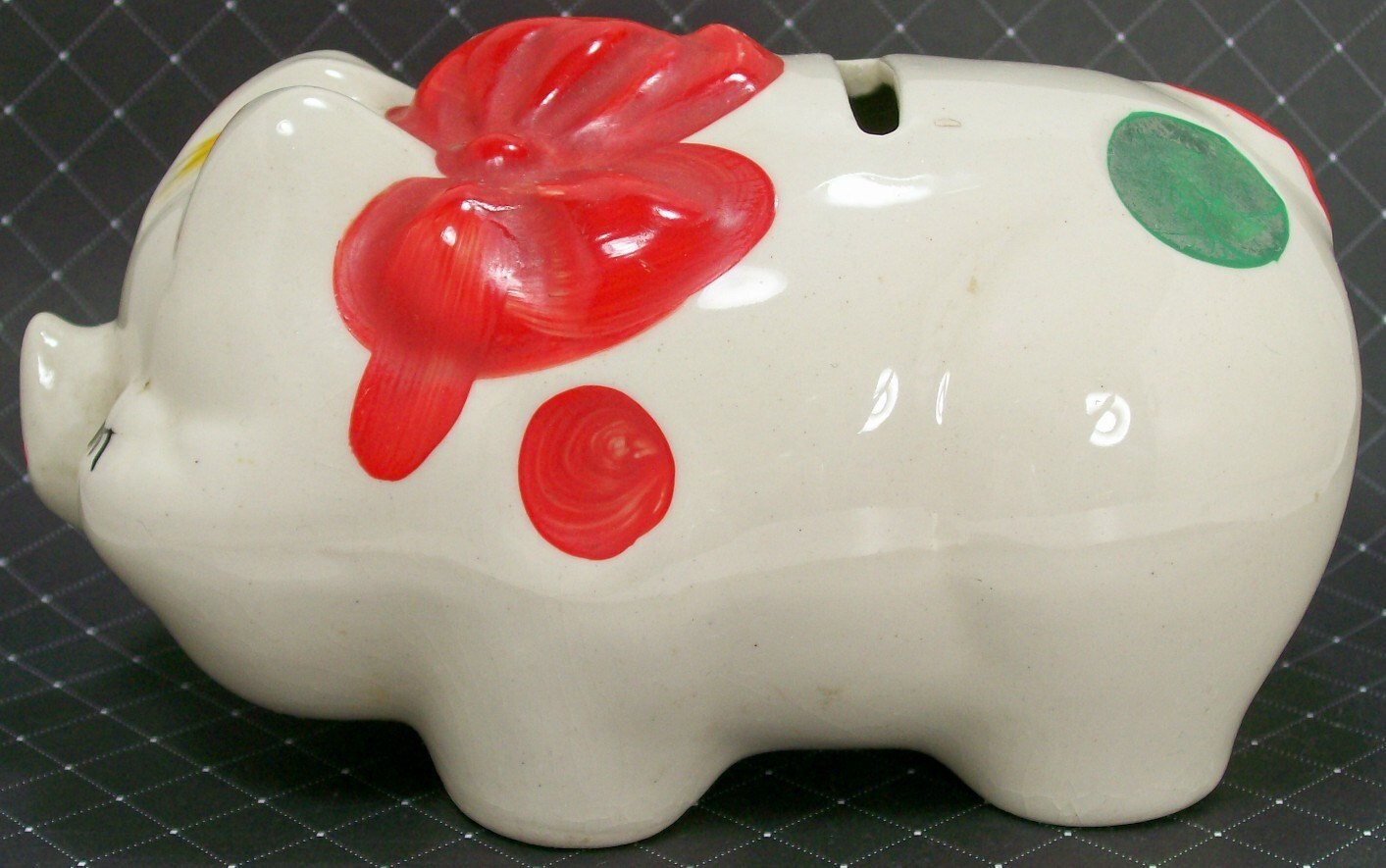 Vintage Piggy Bank Porcelain Ceramic Colorful Polka Dots Red Etsy