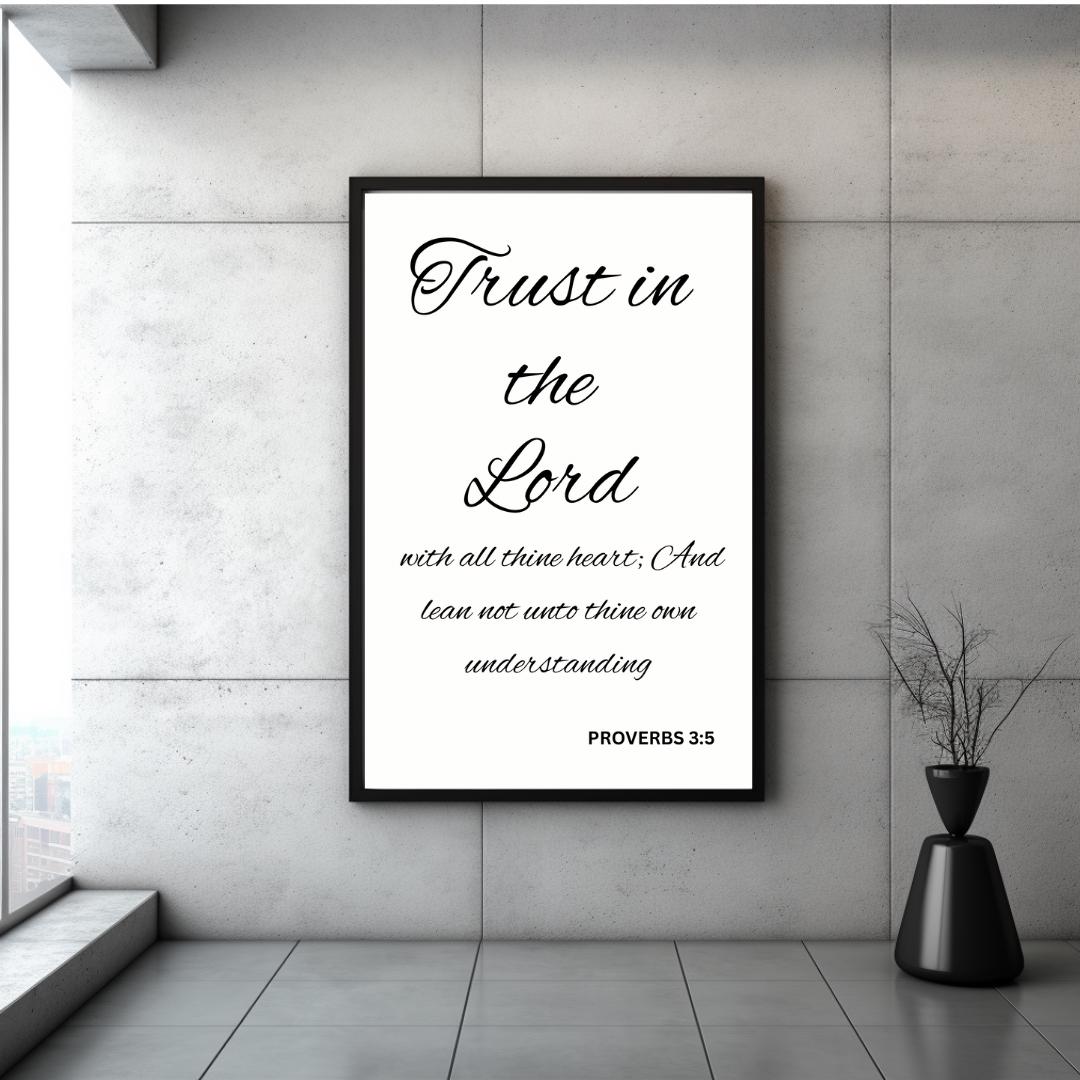 Trust in the Lord, Daily bible verse wall decor, Christian decor, Scripture wall art for living room, Christian housewarming gift