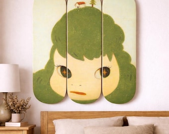 Nara-Inspired Girl Skateboard Wall Art Set – 3 Deck Japanese Pop Art Wall Decor