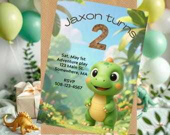 Dinosaur birthday party child's invitation