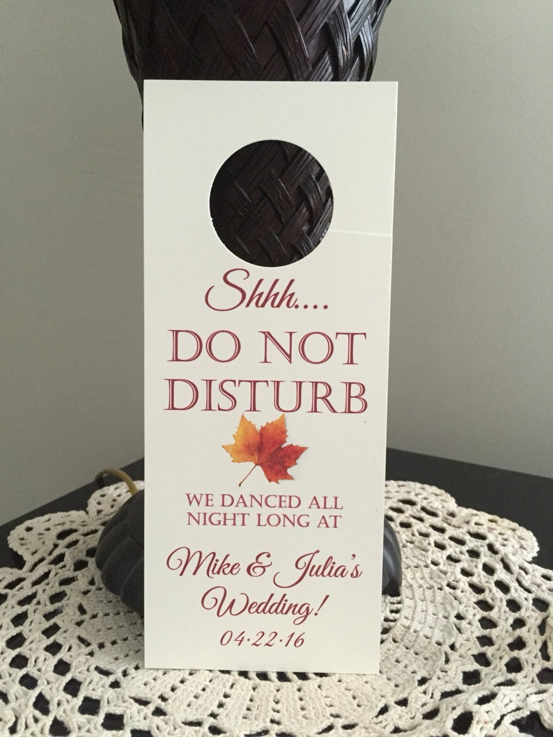 Fall leaf accommodations hotel door hanger for wedding guests