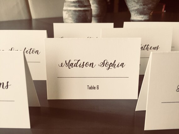 Elegant Place Cards Wedding Reception Seating Bar Mitzvah Etsy