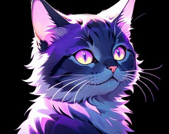Glowing Purple Cat VTuber Pngtuber: Twitch, Discord Streaming