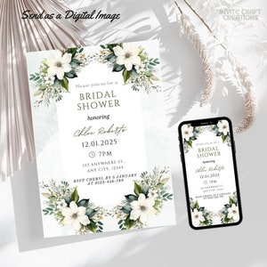 Faire-part nuptiale de douche de fleurs sauvages| Faire-part numérique| Téléchargement instantané | Modèle élégant 5 x 7
