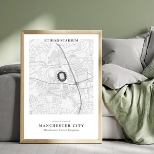 Mapa del estadio Etihad / Manchester City / Premier League / Decoración para el hogar / Regalo para aficionados al fútbol / Descarga digital