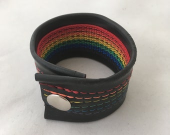 Recycled Rubber Bracelet- Rainbow
