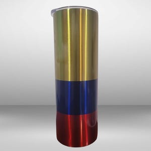 Tazza da viaggio metallizzata personalizzata con bandiera della Colombia da 20 once