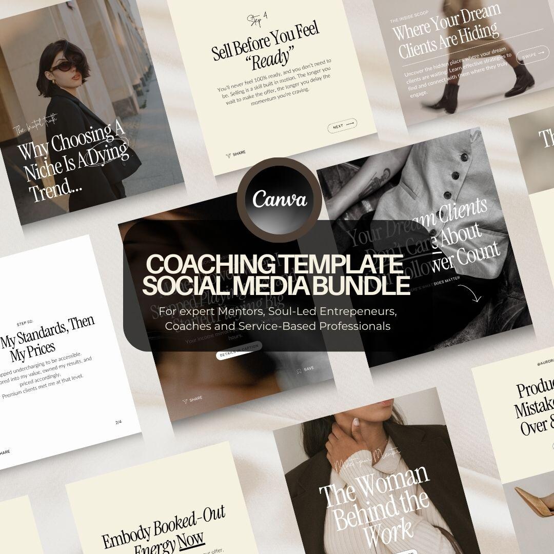 Luxe Canva Instagram Templates for Coaches & Mentors | Bold Editable IG ...