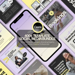 400+ Lavender & Yellow Instagram Templates | Modern Aesthetic IG Bundle for Coaches, Creatives, VAs, Social Media Managers, Personal Brands