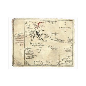 Póster de mapa vintage de la Tierra Media de El Hobbit, decoración náutica, arte mural de aventuras, decoración para el hogar y la oficina, un gran regalo para viajeros.