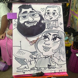 Custom Cartoon Caricature Black and White |Portrait from Photo |Funny Personalized Drawing |Gift Friends Couples Pets Family |Made to Order