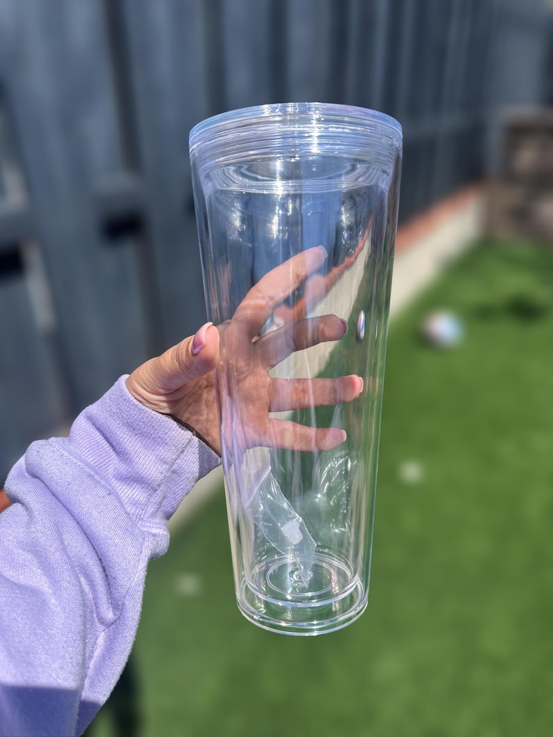 24oz DIY Snow Globe Tumbler: Double Wall Acrylic Cup with Straw 24 Onças líquidas