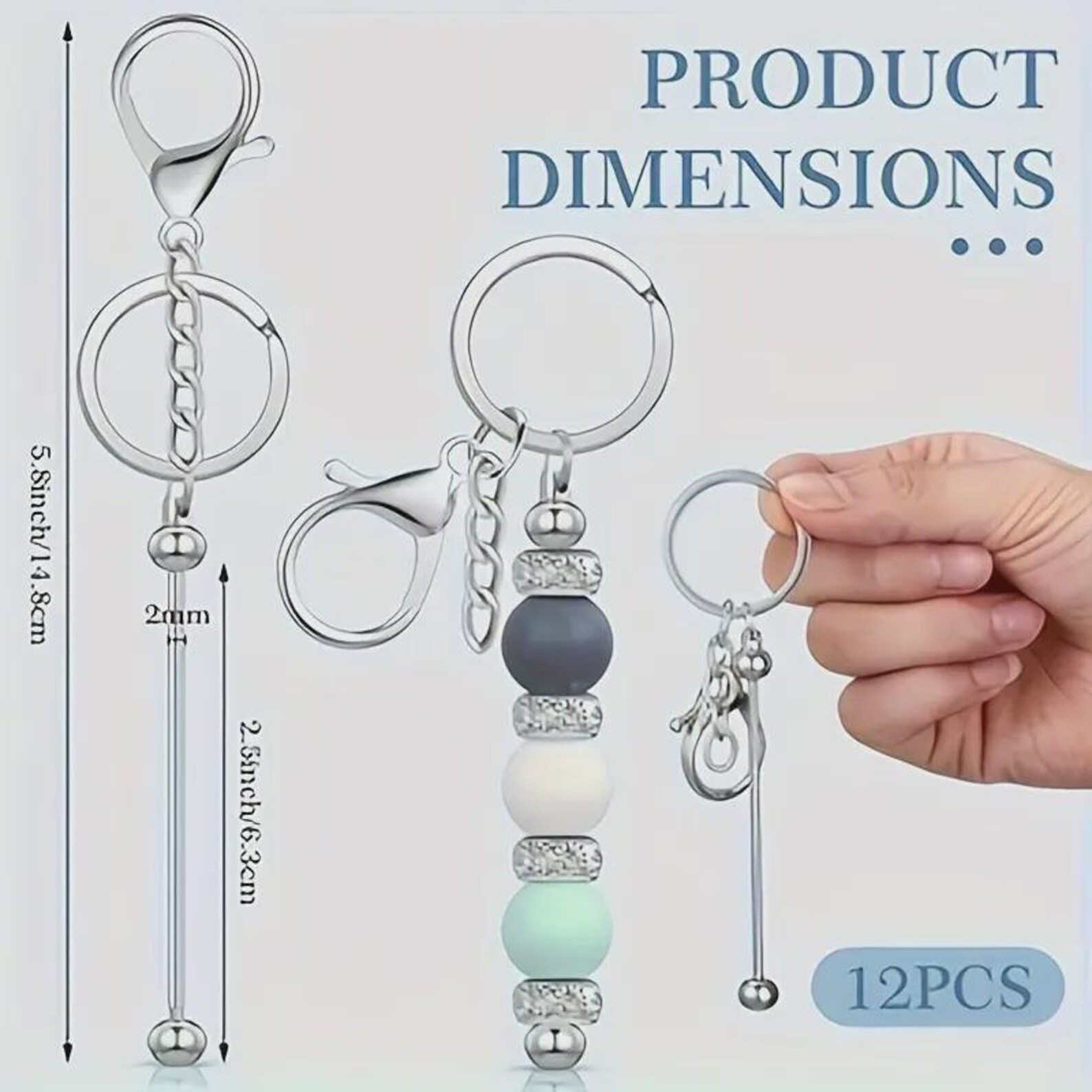 Beadable Bar Blank Keychain, Beadable Metal Keyrings - Etsy