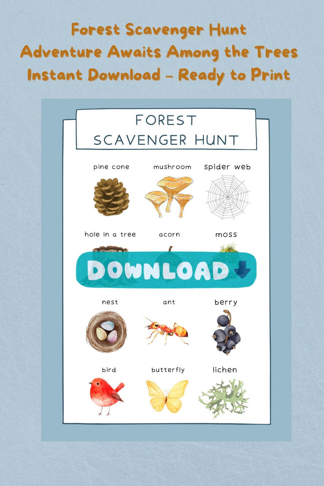 Forest Scavenger Hunt | Nature Walk Activity (PDF Download) - Etsy ...