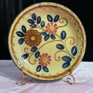 Antique Hand-Painted Floral Ceramic Wall Plate - Made in Japan 10” diameter