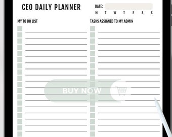Printable Digital Daily Planner PDF | 1-Page CEO & Assistant Tasks Manager | Letter Size
