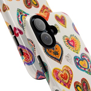 Folk Heart Phone Case: Scratch Resistant Love Theme, iPhone, Samsung, Pixel 画像 4