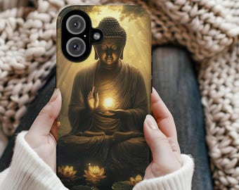 Serene Buddha Phone Case: Spiritual Zen Forest Design
