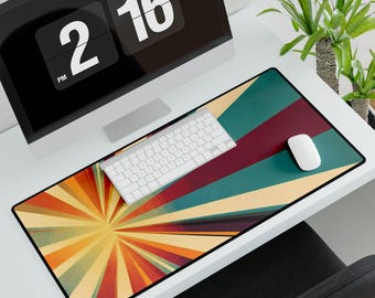 Retro Stripe Desk Pad: Abstract Pattern Mouse Mat for Workspace