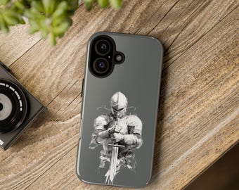 Medieval Knight Pencil Art Phone Case: Tough Castlecore Gift