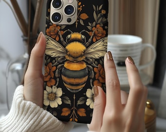 Floral Bee Phone Case: Dark Academia Cottagecore Cover