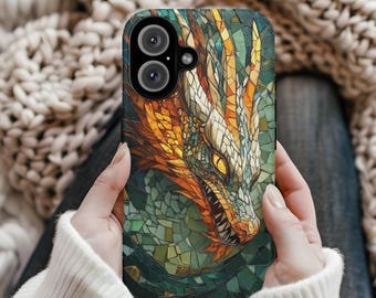 Stained Glass Dragon Phone Case: Medieval Mosaic Art Cover