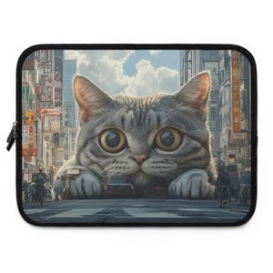 Giant Cat Japanese Street Laptop Sleeve: Padded Tablet Cover