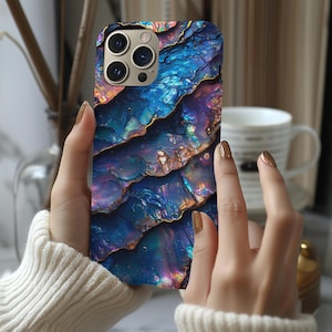 Iridescent Abalone Shell Phone Case: Tough Ocean Texture Cover
