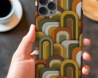 Retro 70s Geometric Arches Phone Case: Earthy Tones