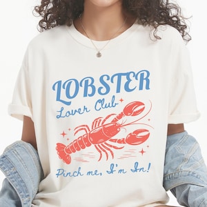 Lobster TShirt Comfort Colors® Coastal Graphic Tee For Seafood Lover Nautical Style Shirt Gift For Lobster Lover Retro Italian Summer Shirt