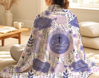 Personalisierte christliche Decke: Tochter des Königs, Bibel-Vers-Geschenk-Sherpa-Lavendelwurf