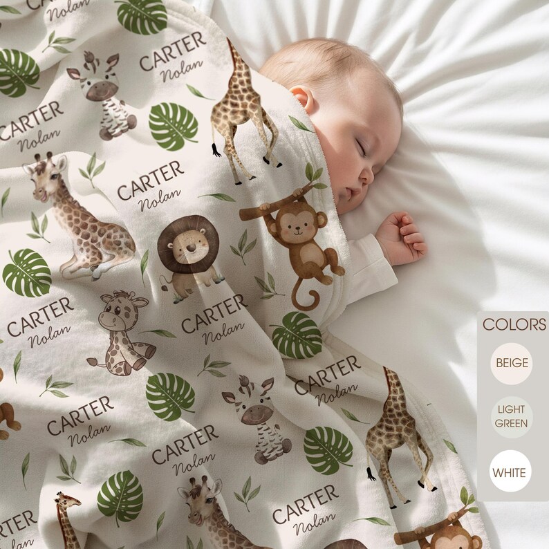 Personalized Safari Baby Blanket: Giraffe Theme Nursery Decor - Etsy