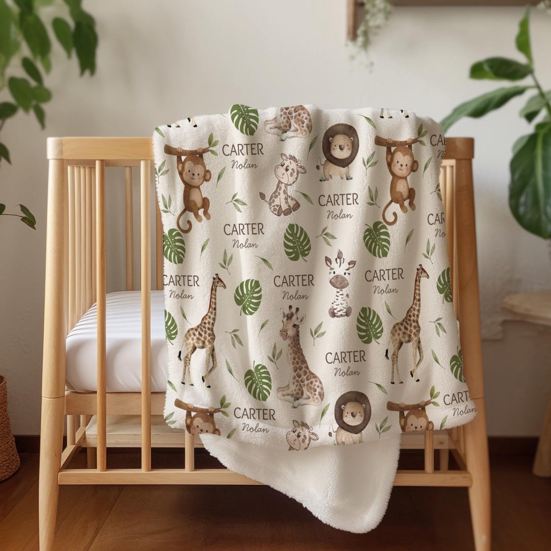 Personalized Safari Baby Blanket: Giraffe Theme Nursery Decor - Etsy