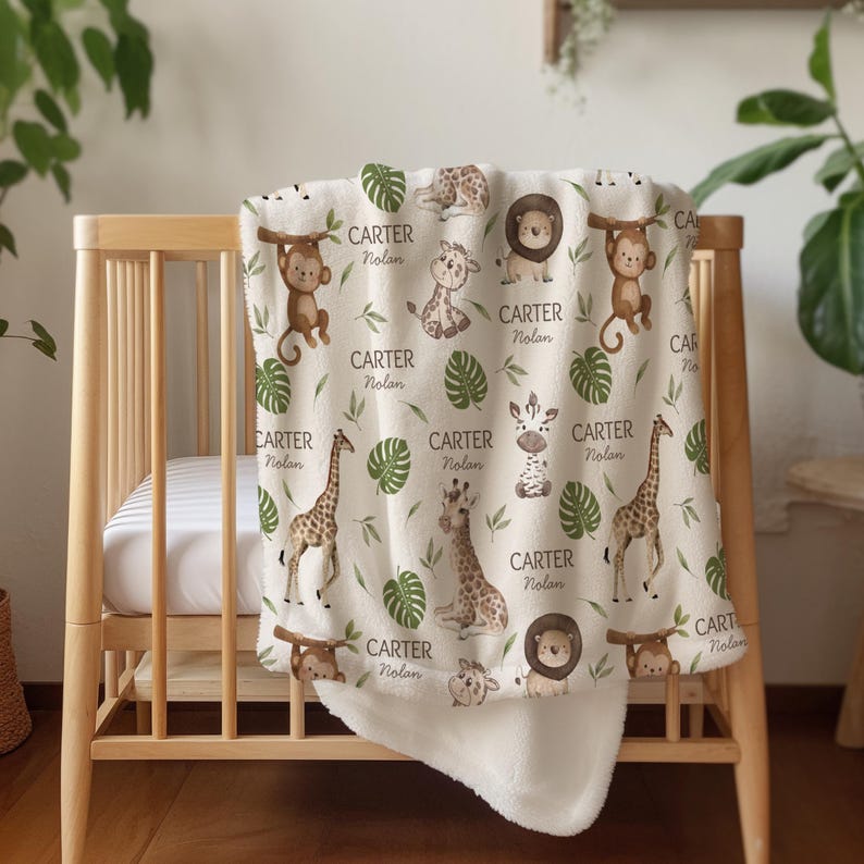 Personalized Safari Baby Blanket: Giraffe Theme Nursery Decor - Etsy
