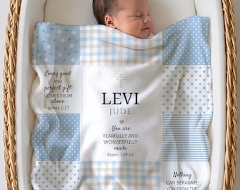 Dedication Blanket Special Baby Blanket Personalized Catholic Baby Gift Bible Verse Nursery Keepsake Monogram Faith Baby Boy Gift