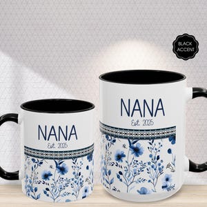 Premium Floral Mama Coffee Mug  Accent Est Date Collection Wildflower Flower Graphic Ceramic Drinkware Mom Nana Gigi Mimi Present Kitchen Collection Home Office Perfect Grandma Gift Dishwasher Safe Daily Use Drinkware Premium Quality Construction Perfect  Mother's Day Birthday Holiday Present