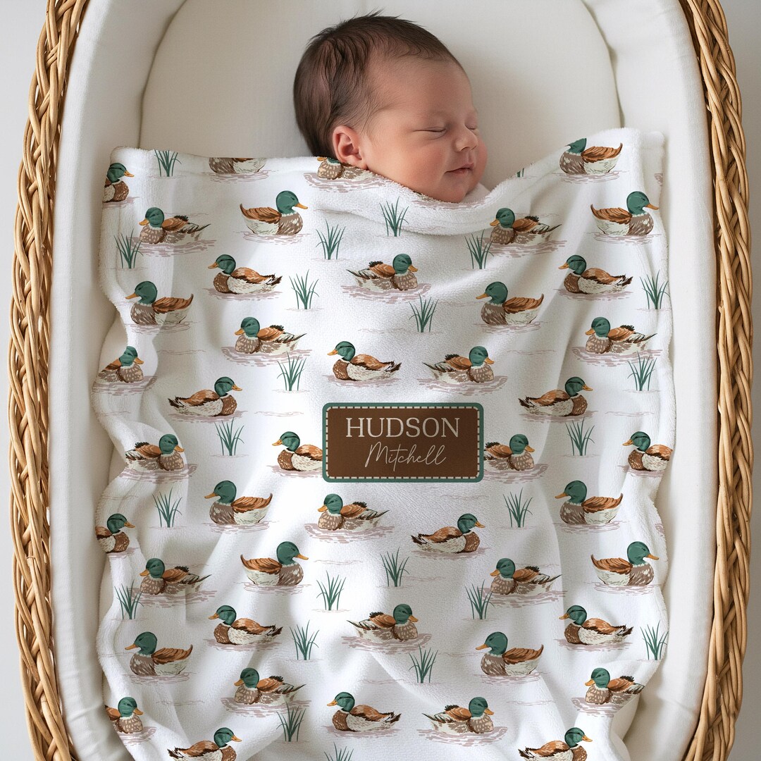Personalized Mallard Duck Baby Blanket With Name Hospital Receiving ...
