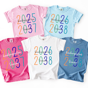 Class of 2038 Shirt First Day of School Comfort Colors® Grow With Me Tee For Kindergarten 2026-2038 Back to School Photo Day Gift Graduation