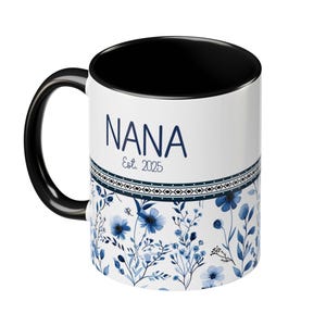 Custom Gigi Floral Mug crafted in durable ceramic with a modern geometric and floral design. This lovely chinoiserie-inspired cup makes a heartfelt Mother’s Day or Christmas gift — glossy, dishwasher safe, and BPA-free for lasting use.