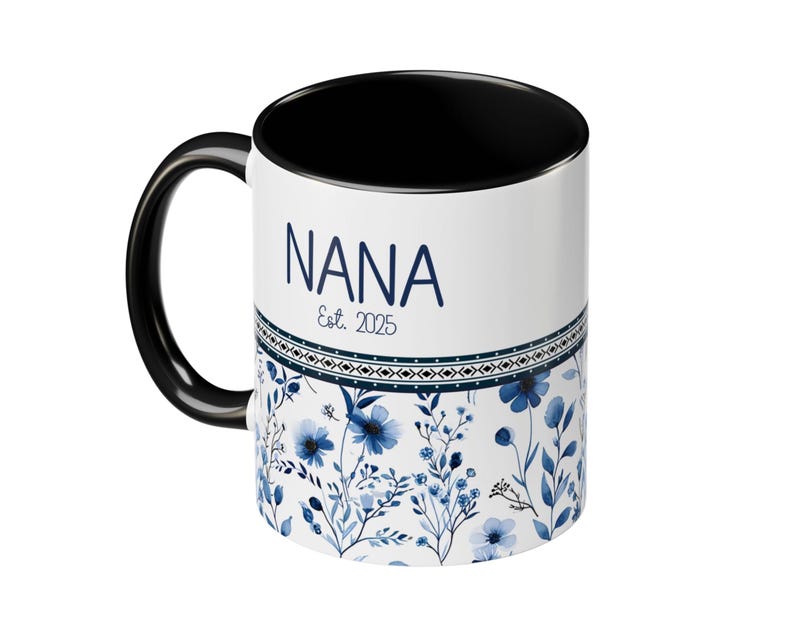 Custom Gigi Floral Mug crafted in durable ceramic with a modern geometric and floral design. This lovely chinoiserie-inspired cup makes a heartfelt Mother’s Day or Christmas gift — glossy, dishwasher safe, and BPA-free for lasting use.
