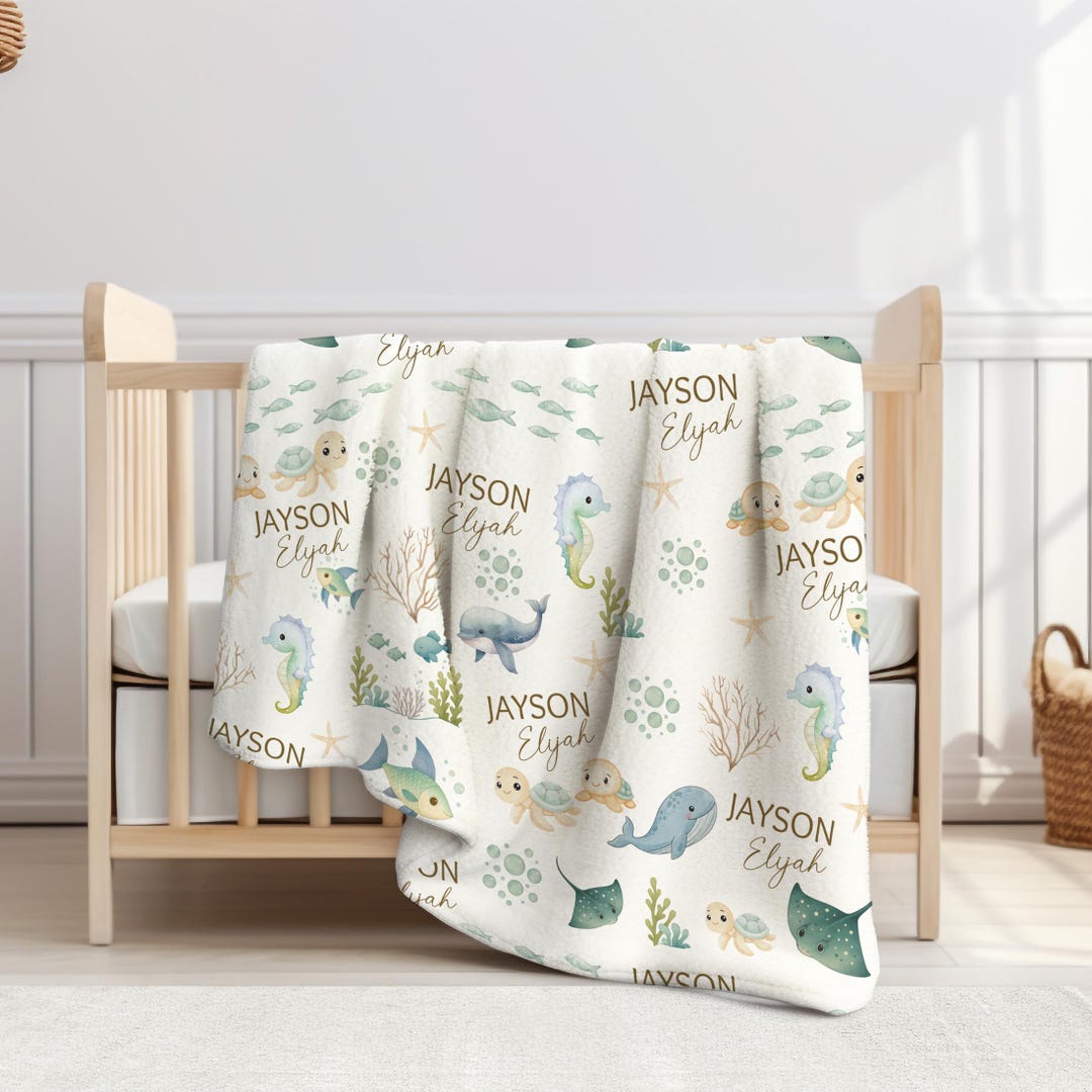 Under the Sea Blanket: Personalized Baby Boy Name Hospital Coming Home ...