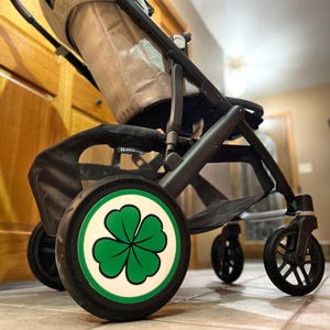 UPPAbaby Vista V2 Stroller: St Patricks Day Lucky Clover Wheel Covers!