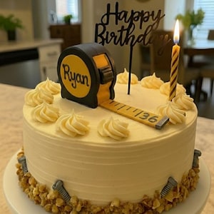 Decorazione personalizzata per torta di compleanno con metro a nastro!