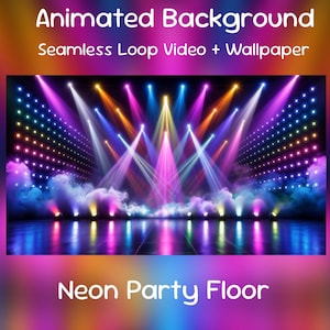 Neon Party Floor Animated Background| Vibrant Stage Show, YouTube, Twitch Overlay, VTuber Stream