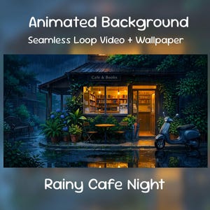 Rainy Cafe Night Anime Animated Background| Lofi Cafe Room, Summer Rain, Lofi, Twitch Overlay, VTuber Stream