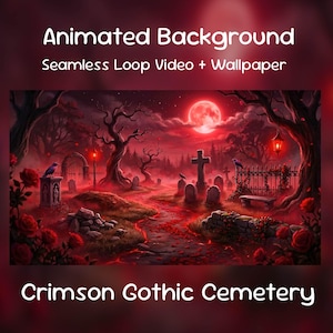 Crimson Gothic Cemetery Anime Animated Background| Dark Rose Graveyard, Vampire Horror Night, Twitch Overlay, VTuber Stream