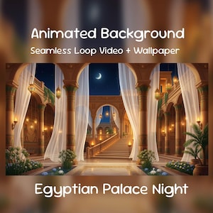 Animated Egyptian Palace Night Background | Royal Pharaoh Hall Stream Overlay (MP4 Video)