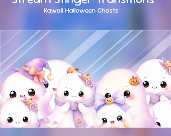Transición Kawaii de fantasma de Halloween - Espíritu pastel de otoño, OBS Stinger / Transición de transmisión / Streamlabs, Youtube, Kick, Twitch