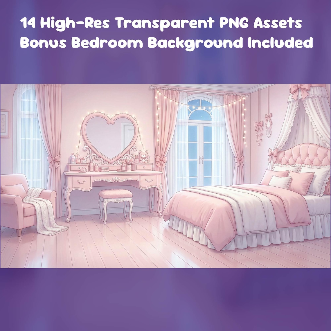 Cream Pink Vtuber Room Asset Pack and Background : Sweet Bunny | Gaming ...